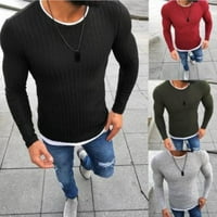 Farfi modni muškarci okrugli vrat dugih rukava patchwork tanka pletena džemper pulover vrh
