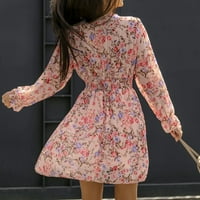Ženske haljine Proljeće ljeto Duboko V izrez ruffle s dugim rukavima cvjetni ispis mini haljina bohemijske