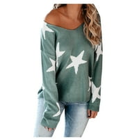 Šumyyashe Ženski džemper Malo zvijezde Štampano pulover pulover Strower Crop Top Knit Jumper