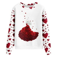 MLQIDK Love Heart Grafički duks za žene Plaid Leopard Heart Ispiši majice Valentines Dan smiješni tunik