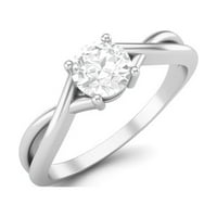 0. Carat Moissine Diamond e boja vs jasnoća sjajna rez nsolitaire sterling srebrna Split drhtavi ženski prsten