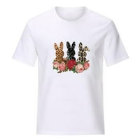 Zunfeo Womens T majice - Uskrsni pokloni Pulover tiskani kratki rukav Crew Crt Smiješni labavi vrhovi
