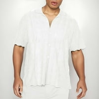 Fabiurt mužjak ljetni ulični majica casual labav puni u boji Klintni kratki rukav majica s bluzom, bijela