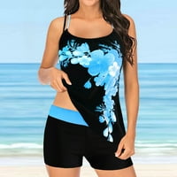 Yubnlvae Womens kupaći kostimi Ženski tankani veliki bikini set digitalni print Suspender Beach Split kupaći kostim plave