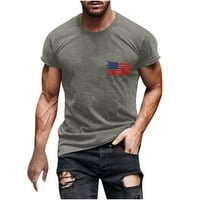 JMntiy Muškarci Dan nezavisnosti T-majice Okrugli izrez Popularno 3D digitalna zastava Štampanje pulover