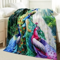 Paun pokrivač Šareni paun tematski uzorak za ispis dekora mekano ugodno bacanje pokrivač za djecu za