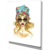 Art DesimanArt Trendy Girl u sunčanim naočalama Glamour Print na omotanom platnu u. Široko u. Visok
