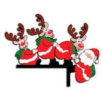 Deyuer Božićni otvor za kutni ukras u boji Svečana Santa Claus Reindeer Drvena obloga Sretna Nova godina
