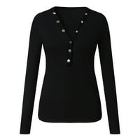 Entyinea moda plus bluza veličine za žene s dugim rukavima tiskanim okruglim vratnim majicom crna l