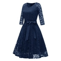 Amousa Ženska moda Vintage V-izrez Dugih rukava Retro tanka večernja haljina