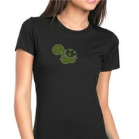 Ženska majica Rhinestone Bling Black Tee Green Cute Turtle Sparkle Rezervoar natrag XX-Large