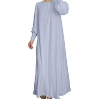Puawkoer ženska ležerna puna haljina Abaya arapska kaftna haljina s dugim rukavima rube mekane elegantne