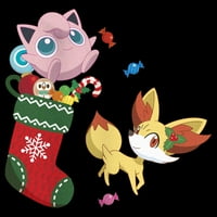 Junior's Pokemon Božić Jigglypuff i Fennekin čarapa za kožurnu dukseru Crna velika