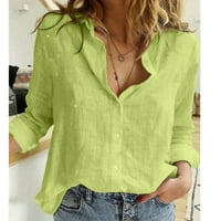 Bazyrey ženski dugi rukavi ženski Halter puna bluza casual labava tunika majica zelena xl