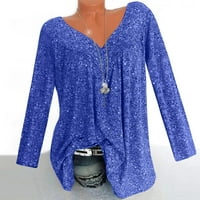 Cacomomrmark pi plus Veličina Veličina ženske košulje dugih rukava Fall V-izrez za ispis bluza pulover