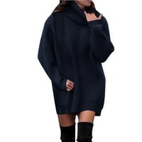 Žene Warm Dukseteri Zimske kornjače Pulover Pulover Puno boje Srednja duljina pletena džemper Fuzzy