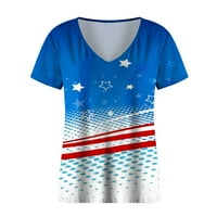 Lolmot Američka košulja za zastave Wemens Vintage 4th July Tees Patriotske košulje Casual Strip Stripes