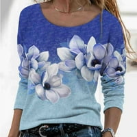 Trendi pulover za ženske modne ležerne tiskanje okruglog vrata dugih rukava labava majica Jesenja bluza