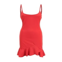 Haljine za žene plus veličine ženski plaštani četverokutni dekolte bez rukava seksi kratka strana bodycon haljina crvena m