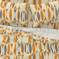 pamučni listovi, kralj set - polje narančasto siva Vintage apstraktni geometrijski krem ​​grafički