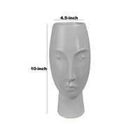 Artisanal oblik lica keramička vaza, okrugli vrh, svijetlo siva - Saltoro Sherpi