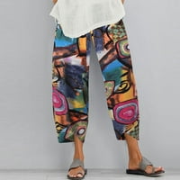 Wozhidaoke hlače za žene Print pantalone pojasne hlače struka Ležerne prilike, Dugene Elastične hlače