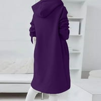 Meichang Zip up dukseve za žene Osnovne kapuljače od pune boje nepravilne jakna s dugim rukavima Ležerne
