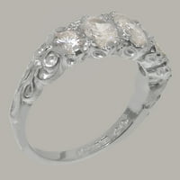 Britanci napravio je 10k bijeli zlatni sintetički kubični zirkonijski ženski godišnjički prsten - veličine