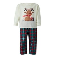 Huakaishijie Podudaranje porodične pidžame setovi Božićni PJS Elk Ispis dugih rukava sa plastičnim hlačama