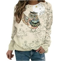 Ugodna košulja Ladie's Trken Schoop vrat Smiješne Owl majice Pamuk s dugim rukavima ugrađena kratka Novo godina Majica Žena