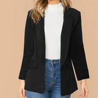 Lilgiuy Women Business Attere Solid Color Cardigan Gornji jaknski kaput crni, 10 zimskih haljina za