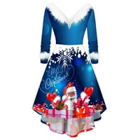 Ženska haljina Božić - plusni panel s dugim rukavima - ovratnik asimetrična haljina za party