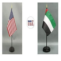 Napravljeno u sad. American i Emirati Rayon 4 X6 Office zastava za oblaganje mahanja i maha zastava, uključuje stalden za zastavu i male 4 x6 mini štapske zastave