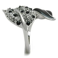 Luxe nakit dizajnira ženski prsten od nehrđajućeg čelika sa crnim vrhunskim kristalom - veličine 6