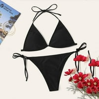 Ženska kupaći kostim Ženska seksi visokog kontrasta grudi gradijent Split Bikini set Jedan bljeskalica kupaćih kostima, crne 6