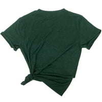 Hanas vrhovi ženske ljetne majice, suncokreti i leopard tiskani okrugli vrat, kratki rukav osnovne labave košulje top zelene # 1 xxl
