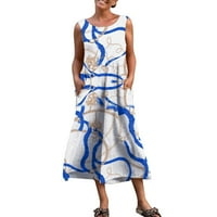 Strugten Žene Ležerne prilike sa labavim bojama Geometrijska haljina bez rukava bez rukava Maxi haljina