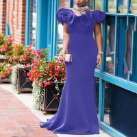 Ljetne formalne haljine za žene velike tanke jednokratne duge pune boje maturalne haljine plave xxl