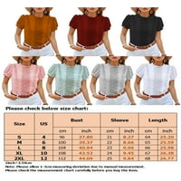 Sanviglor Women Tunic bluza Puff rukav šifon vrhovi pune boje majica Teksture Tee Travel Majica Black