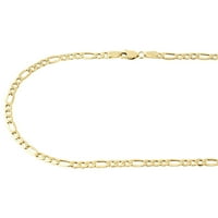 Real 10k žuti zlatni čvrsti figaro lanac ogrlica od jastoga kopča