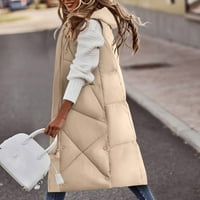Zimski kaput za žene topli džep kaput duga jakna zima dolje parkas beige xl