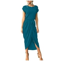 Ljetne haljine za žene kratki rukav Dužina gležnja Ležerne prilike putne ručne luke, okrugla Dress Cleen