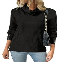 Paille žene s dugim rukavima otvorene vrhove Basic Dnevno odjel pulover visoki vrat TUNIC Bluza crna
