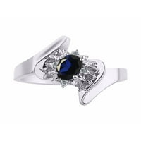 * Rylos jednostavno elegantan prekrasan plavi safir i dijamantni prsten - septembar roštilj *