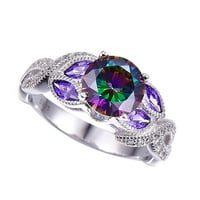 Wozhidaoke prstenovi za žene Šareni ovalni cirkon zvoni elegantni prsten za rinestone safir nakit za