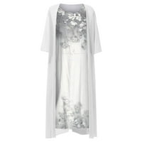 Ljetne haljine za žene Srednja dužina rukava na rukavu A-linijski ispisani klub okrugli dekolte dress white l