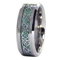 Zeleni keltski zmaj volfram prsten za mens Womens Vjenčane veze 16