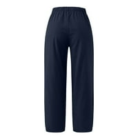 Žene svakodnevno casual osam duljina pantalona džepova elastična struka čvrste hlače Ljetne radne pantalone