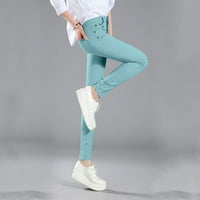 Hlače žene visoke uspone modne Jean Classic Solid Color gležnjače Ležerne prilike redovne pamke za žene