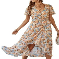 Capreze Dame cvjetni print Maxi haljine Havajski V izrez Duga haljina Summer Beach Sundress Boho